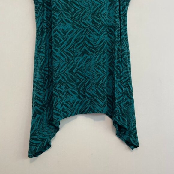 LOGO BY LORI GOLDSTEIN Printed Tank Teal Green Blue Geometric Asymmetrical Tunic - Picture 4 of 16